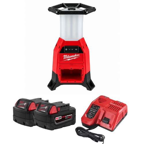 סט תאורת אתר נטענת מילווקי Milwaukee M18 RADIUS 2151-20 כולל 2 סוללות 5Ah ומטען