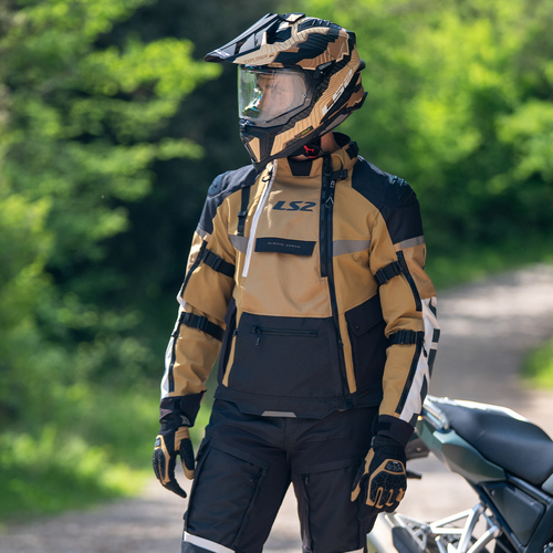 מעיל אדוונצ'ר רב עונתי אל אס 2 שחור / בייג' - LS2 ADVENTURE X-MASTER BLACK BEIGE