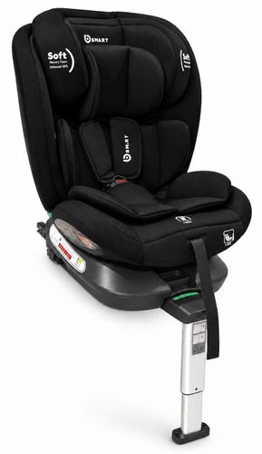 כיסא בטיחות מסתובב R360° בתקן i-Size מגיל לידה ועד גיל 12 עם רגלית תמיכה וחיבורי ISOFIX - שחור