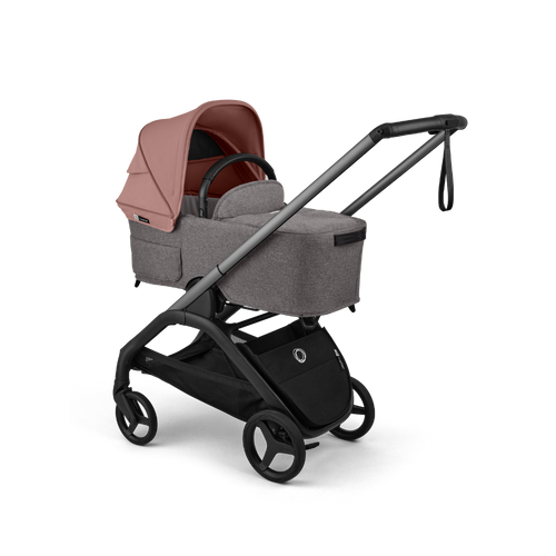 עגלת תינוק דרגונפליי פלוס + Bugaboo Dragonfly Plus - שלד גרפיט | בד אפור מלאנג | גגון ורוד דאסטי
