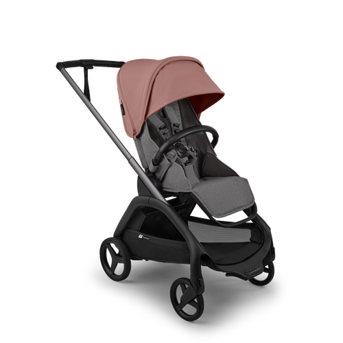 עגלת תינוק דרגונפליי פלוס + Bugaboo Dragonfly Plus - שלד גרפיט | בד אפור מלאנג | גגון ורוד דאסטי