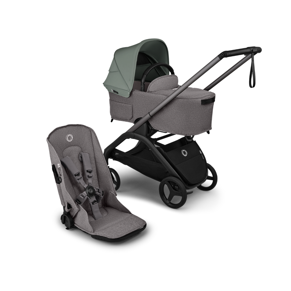 עגלת תינוק דרגונפליי פלוס + Bugaboo Dragonfly Plus - שלד גרפיט | בד אפור מלאנג | גגון ירוק יער