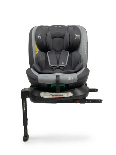 כיסא בטיחות מסתובב R360° בתקן i-Size מגיל לידה ועד גיל 12 עם רגלית תמיכה וחיבורי ISOFIX - שחור/אפור