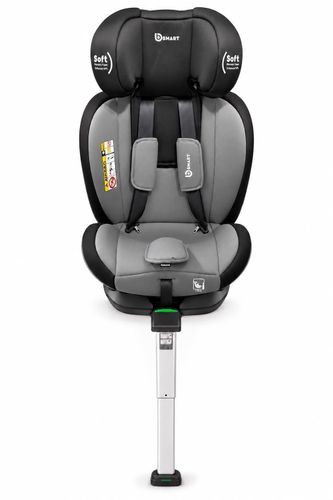 כיסא בטיחות מסתובב R360° בתקן i-Size מגיל לידה ועד גיל 12 עם רגלית תמיכה וחיבורי ISOFIX - שחור/אפור
