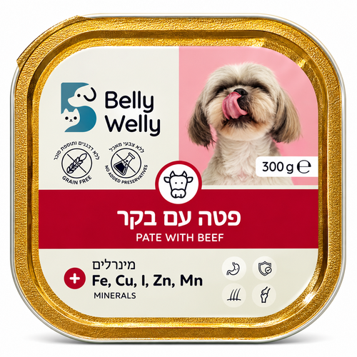 פטה בלי וולי לכלב 300 גרם עם בקר