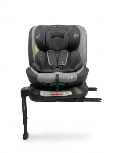 כיסא בטיחות מסתובב R360° בתקן i-Size מגיל לידה ועד גיל 12 עם רגלית תמיכה וחיבורי ISOFIX - שחור/אפור