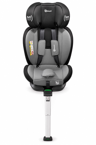 כיסא בטיחות מסתובב R360° בתקן i-Size מגיל לידה ועד גיל 12 עם רגלית תמיכה וחיבורי ISOFIX - שחור/אפור