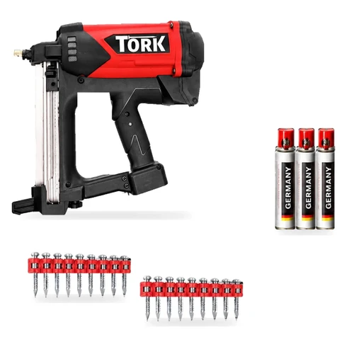 אקדח מסמרים לבטון מופעל גז TORK GSN50 + 10,000 מסמרים ו-10 בלוני גז