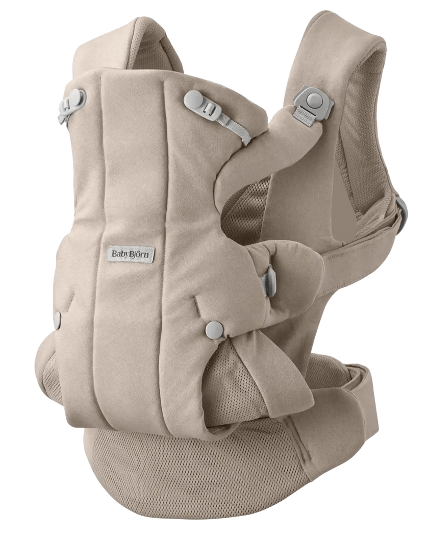 מנשא תינוק דגם הולד Baby Bjorn HOLD בייבי ביורן מגיל לידה ועד 18 חודשים ארוג מוברש חול אפור