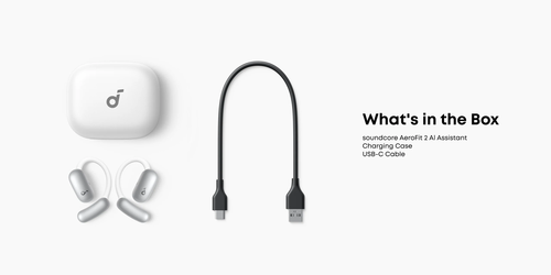 ‏⁧אוזניות ⁦Anker Soundcore AeroFit⁩ 2 ⁦AI Assistant Wireless Open Ear Clip⁩ עם עוזרת ⁦AI⁩ קולית - צבע לבן⁩‏