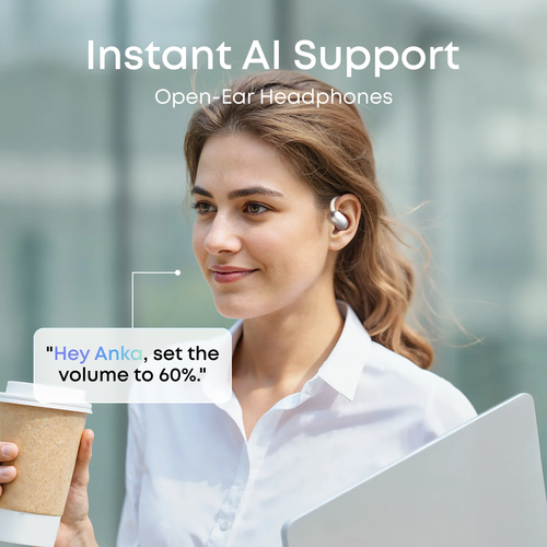 ‏⁧אוזניות ⁦Anker Soundcore AeroFit⁩ 2 ⁦AI Assistant Wireless Open Ear Clip⁩ עם עוזרת ⁦AI⁩ קולית - צבע לבן⁩‏
