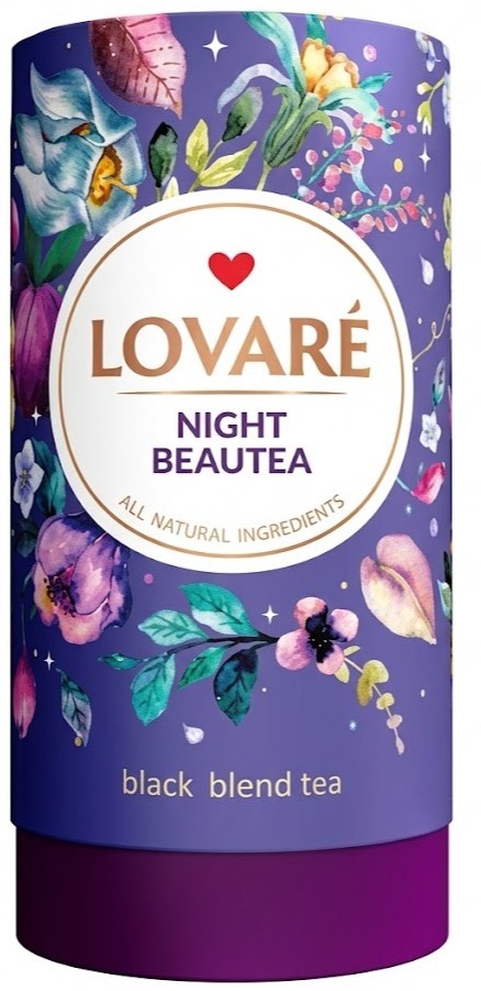 LOVARE-תה עלים שחור עם פרי,עלי כותרת פרחים בניחוח "שזיף גארנט מלכותי" ו "תאנה" 80 גרם (כשר)