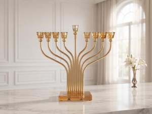 חנוכיה מתכת שילוב קריסטל 