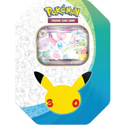 קלפי פוקימון מארז טין סילביון סלבריישן 30 שנה Pokémon TCG 30th Celebration - ex Tin (Sylveon)