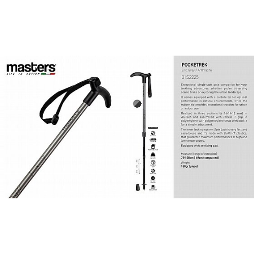 מקל הליכה סבא Pockettrek כסוף/שחור - Masters