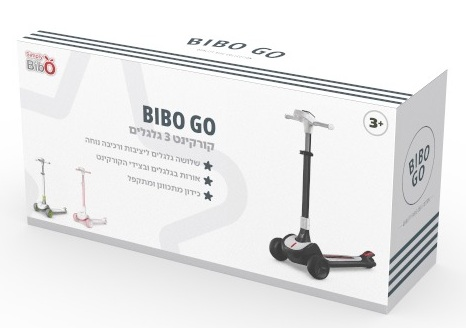קורקינט 3 גלגלים לילדים Bibo Go בעיצוב ספורטיבי עם תאורת לד בגלגלים ובצדי השלדה וכידון מתכוונן ומתקפל - ורוד