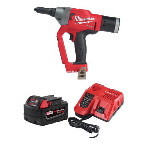סט אקדח ניטים מילווקי Milwaukee M18 FUEL ONE-KEY דגם M18 ONEFPRT-0X כולל סוללת 5Ah ומטען