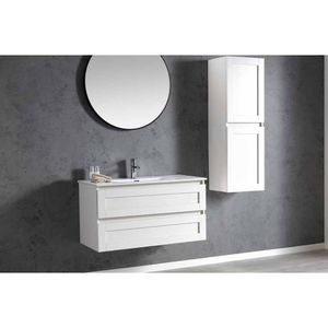 ארון אמבטיה וודן WOODEN – שרות תלוי 2 דלתות לבן אפוקסי