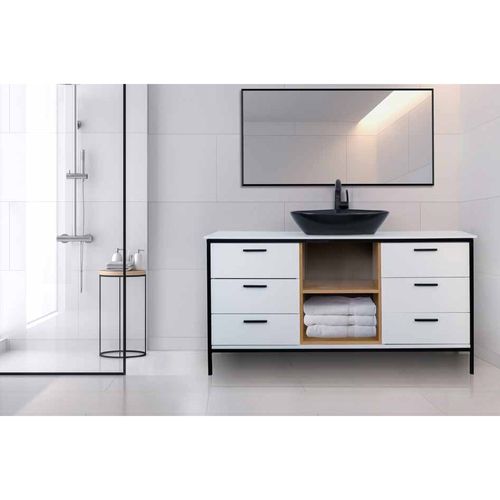ארון אמבטיה אמסטרדם AMSTERDAM – עד 200 - 6 מגירות + תאים פתוחים + משטח, אפוקסי לבחירה