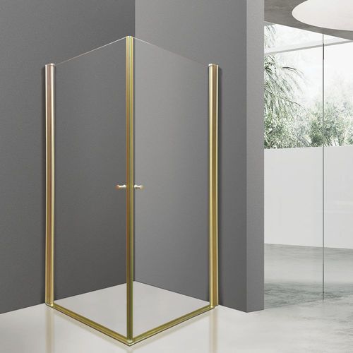 טווין זהב מט מקלחון פינתי 2 דלתות, פרזול TWIN GOLD – 90x90, שקוף