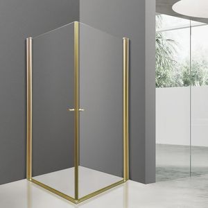 טווין זהב מט מקלחון פינתי 2 דלתות, פרזול TWIN GOLD – 80x80, שקוף