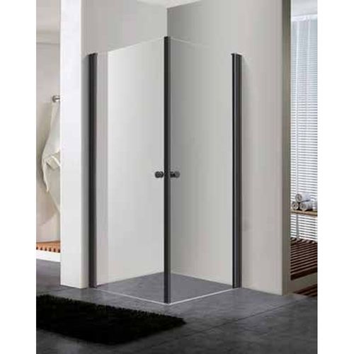 טווין שחור מקלחון זכוכית שקופה פרזול TWIN BLACK – פינתי 80x80