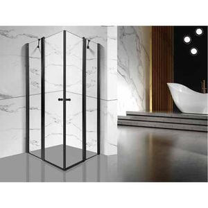 מקלחון מקס שחור MAX BLACK – פינתי 80x80, שקוף