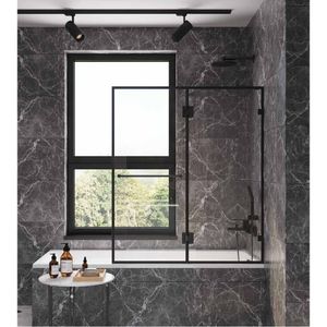 הילטון אמבטיון קבוע ודלת HILTON – עד 120 ס״מ אקסטרה קליר, ניקל מבריק (פרזול)