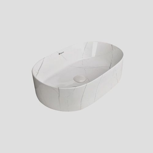 אובל דפנות דקות OVAL – לבן שיש