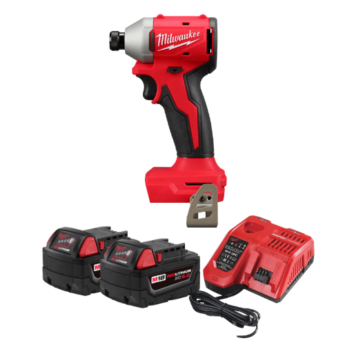 סט מברגת אימפקט מילווקי Milwaukee M18 3650-20 Brushless כולל 2 סוללות 5Ah ומטען