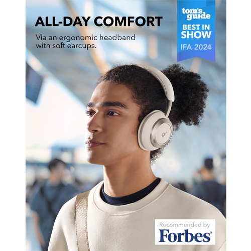 ‏⁧אוזניות קשת ⁦soundcore Space One Pro On-Ear⁩ בצבע לבן⁩‏