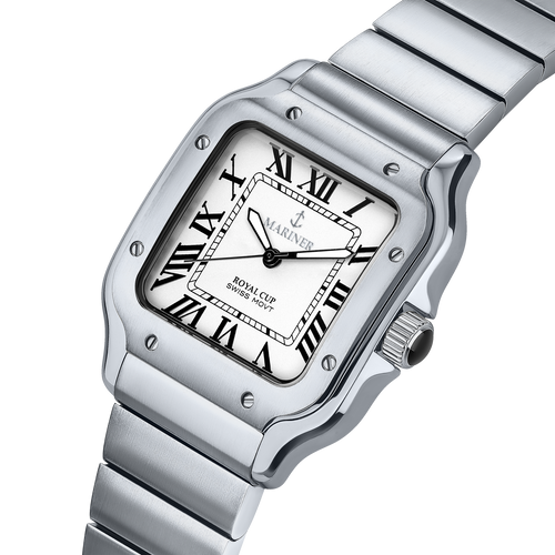 שעון MARINER מרינר לגבר דגם 9091 לוח לבן תמונה 2