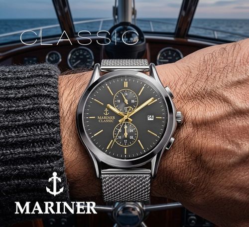 שעון MARINER מרינר לגבר דגם 5104 לוח אפור כהה תמונה 3
