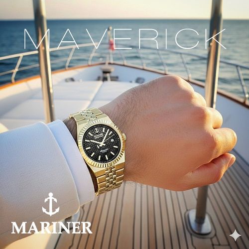 שעון MARINER מרינר לגבר דגם MO-12006 לוח שחור תמונה 3