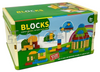 ערכה עם 100 קוביות הרכבה ובנייה לילדים Blocks בארגז אחסון מתקפל