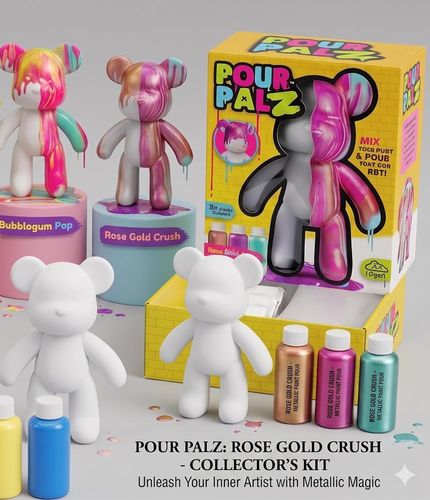 ערכת יצירה Pour Palz לעיצוב דובי בטכניקת מזיגת צבע מטאלי
