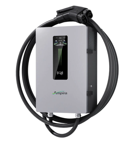 עמדת טעינה DC לרכב חשמלי RFID-WIFI 30KW עם כבל 8 מטר AMPIRA