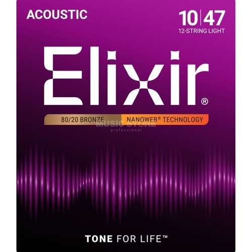 סט לאקוסטית 12 מיתרים 10-47 ELIXIR NANOWEB  11152