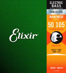 סט מיתרים לבס ELIXIR 14702 NANOWEB STAINLESS STEEL 50-105