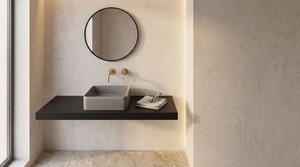 כיור חרס מונח מרובע 37.5X37.5X13 ס"מ עם פסים אפור מט 9843MG סיוון אופיר