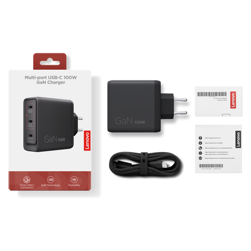 Lenovo Multi-port USB-C 100W GaN Charger G0A6100BEU לנובו