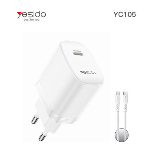 YESIDO YC105 מטען קיר 20W Type-C כולל כבל C to C