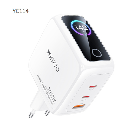 YESIDO YC114 מטען קיר 140W עם תצוגה דיגיטלית דינמית