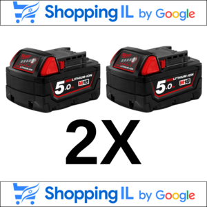 2 סוללות מקוריות 5AH באחריות היבואן הרישמי MILWAUKEE מילווקי