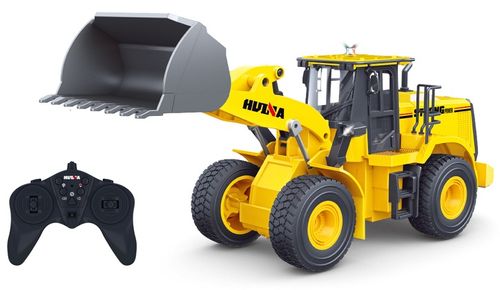 שופל מעמיס גלגלים שלט רחוק 2.4GHz עם כף מתכת תאורת לד וצמיגי שטח