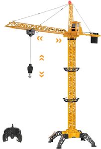 עגורן מנוף צריח ענק שלט רחוק מקצועי 2.4GHz בגובה 1.38 מטר עם תאורה