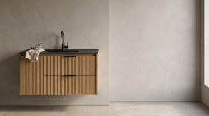 כיור חרס אינטגרלי 100X47X18 ס"מ סקיני שחור מט 9104MB סיוון אופיר