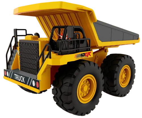משאית עפר ומכרות ענקית שלט רחוק 2.4GHz עם ארגז מתכת מתרומם ותאורת לד