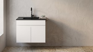 כיור חרס אינטגרלי 60X40X18 ס"מ סקיני שחור מט 6140MB סיוון אופיר
