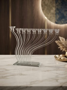 חנוכיה קריסטל מעוצבת דגם "גלים" 35*43 ס"מ
